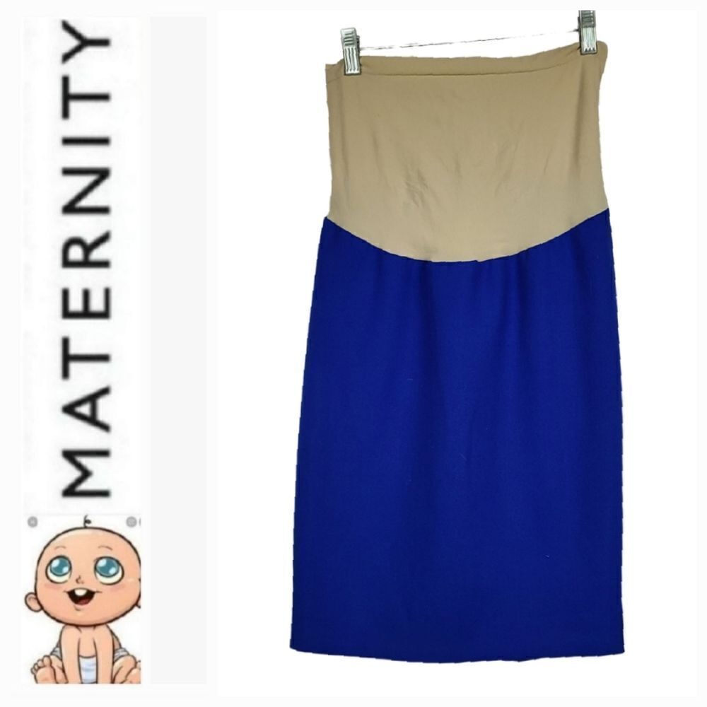 MATERNITY SKIRT Pea in the Pod Royal Blue Pencil Straight Secret Fit Belly Suit